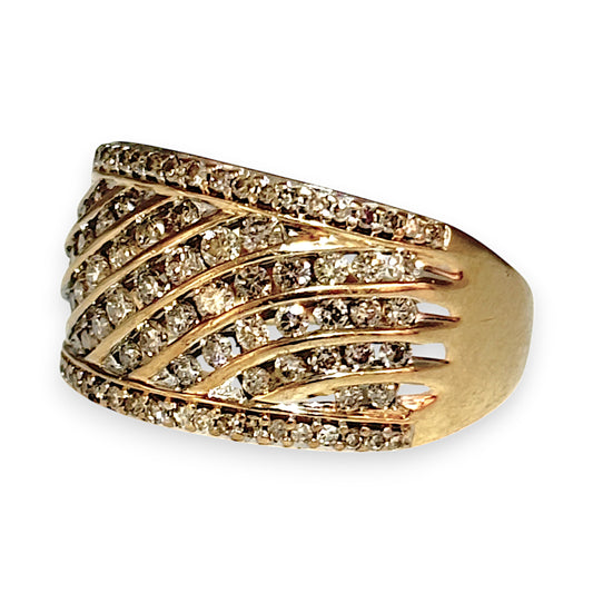 GOLD DEAL | 10K Gold Curved Channels 1.29ct Diamond Set Ring Valuation $4,650. R # 246
