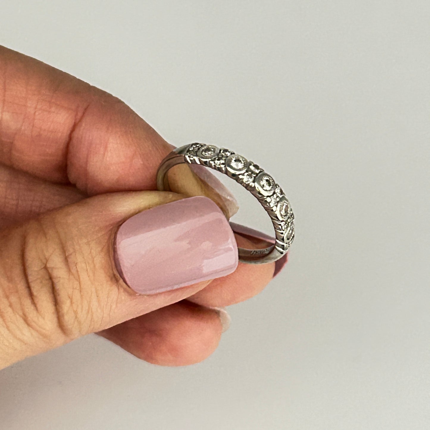 GOLD DEAL | 10ct (10K) White Gold MHJ Diamond Ring Size P
