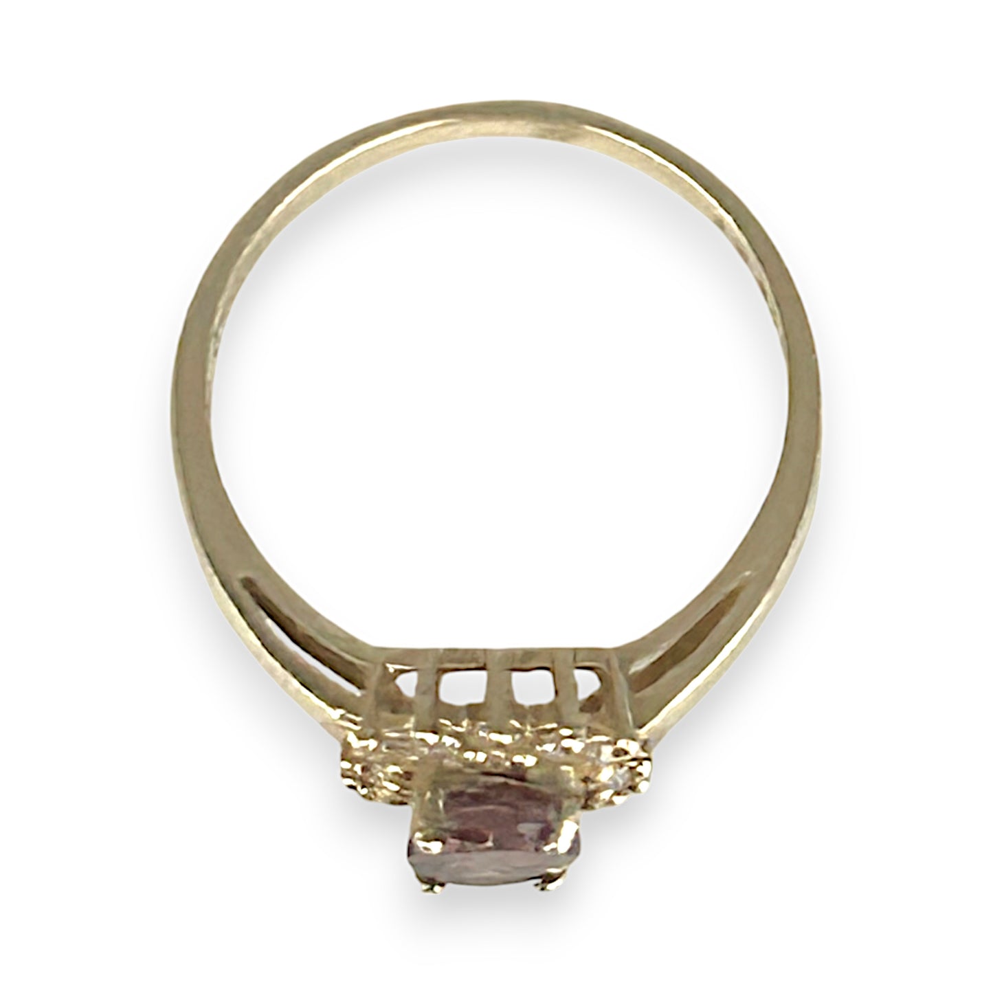 GOLD DEAL | 10K Gold Diamond & Pink Stone Ring Size O
