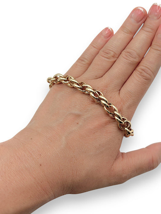 GOLD DEAL | 9ct Gold Roller Curb Bracelet 20cm long. Valuation $4,920. R # 253