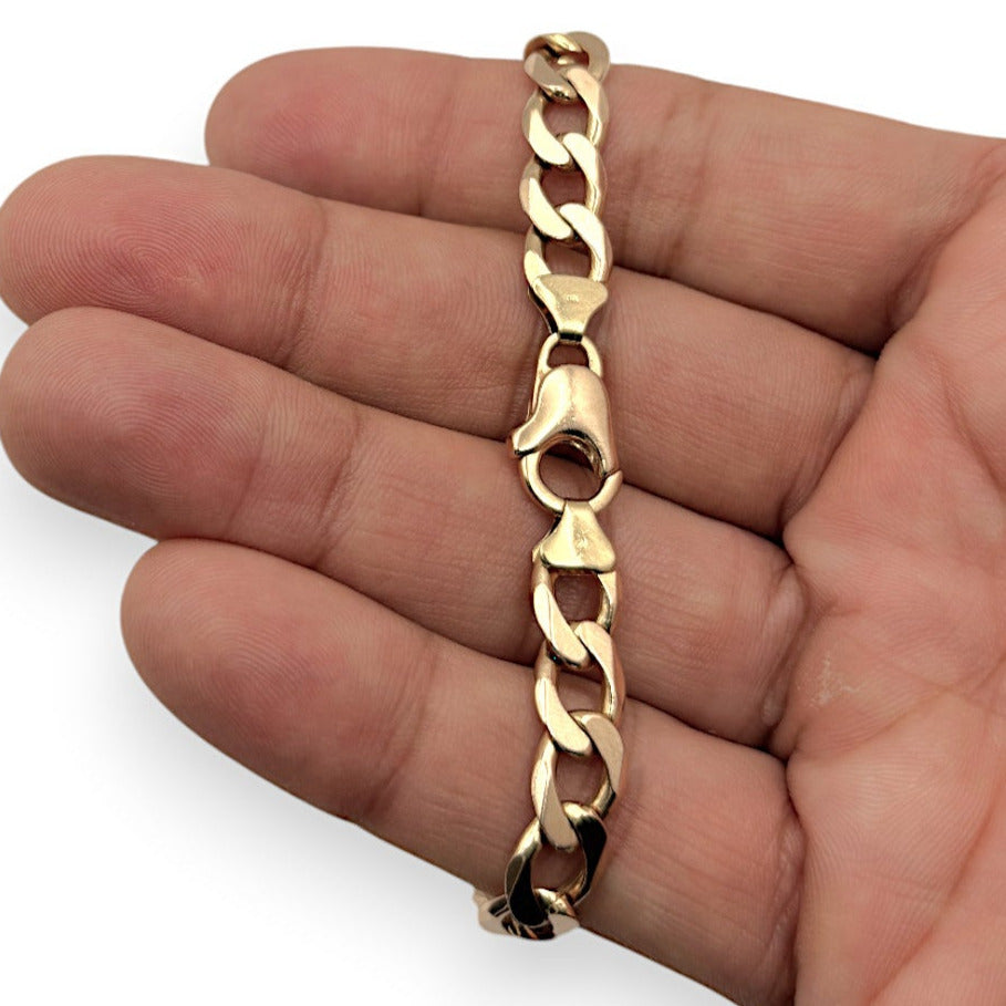 GOLD DEAL | 9ct Gold Curb Link 21cm Bracelet Refurbished Valuation $4,100
