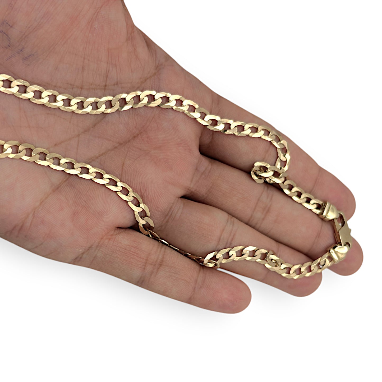 9ct Gold Curb Link Solid Chain 60cm long. Valuation $6,410. R # 256