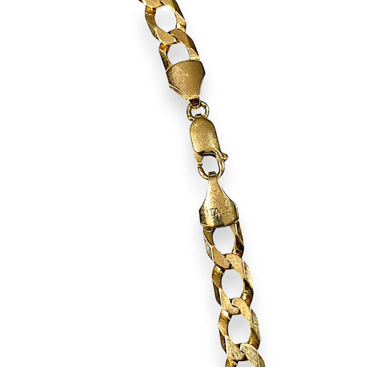 9ct Gold Curb Link Solid Chain 60cm long. Valuation $6,410. R # 256