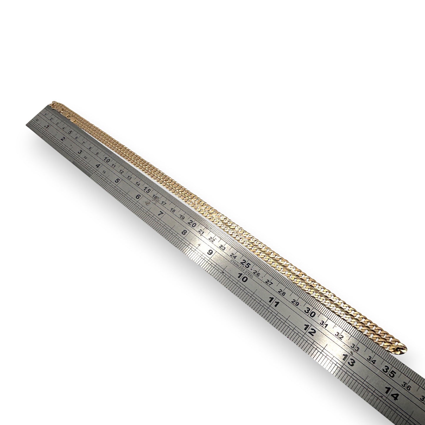 9ct Gold Curb Link Chain 70cm long, Valuation $4,970. R # 258