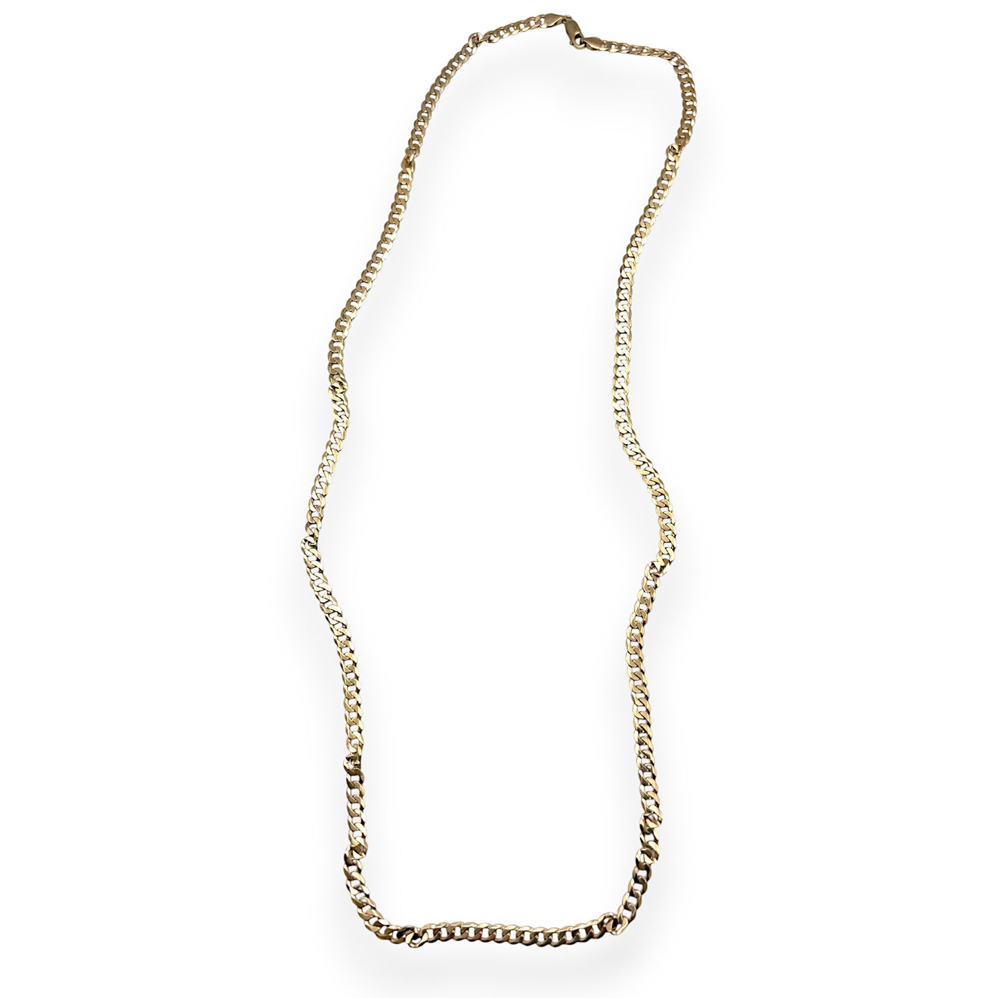 9ct Gold Curb Link Chain 70cm long, Valuation $4,970. R # 258