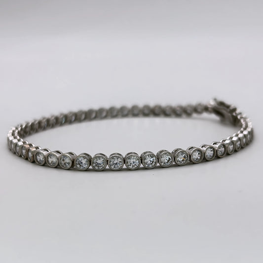 NZGD | 10ct White Gold Celestia Brilliance CZ Tennis Bracelet 21cm