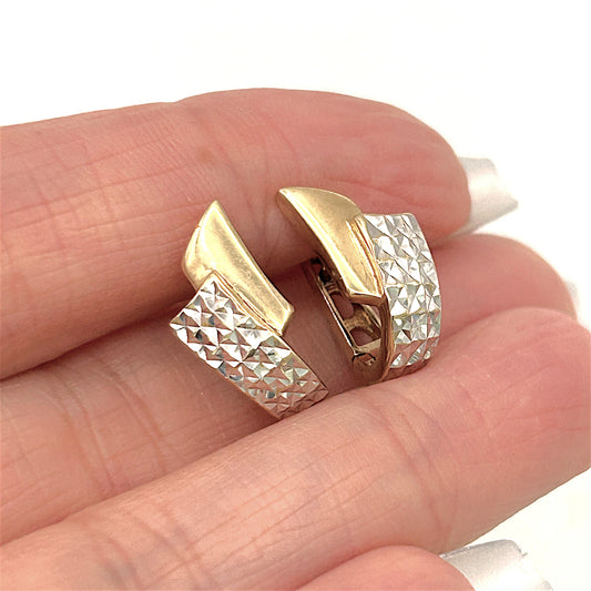 NZGD | 10ct Gold Earrings Michael Hill Dual‑Tone Huggies