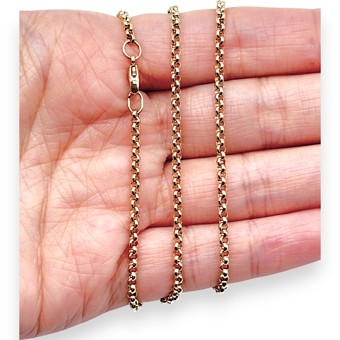 9ct Gold Round Link Solid Chain 46cm long. R # 263