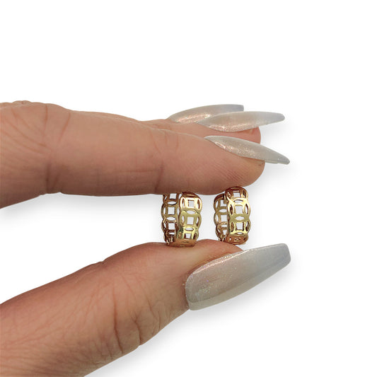 NZGD | 18ct Gold Golen Mosaic Huggie Earrings 12.3mm
