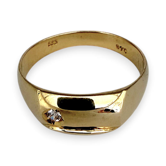 NZGD | 14ct Gold Golden Solitude CZ Band Ring Size U 1/2