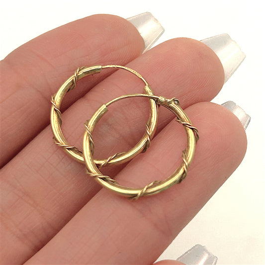NZGD | 18ct Gold Vinelight Artisan Sleeper Earrings 19.2mm