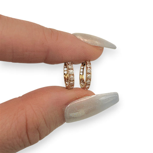 NZGD | 18ct Gold Auric Sparkle Huggies Earrings 11.6mm