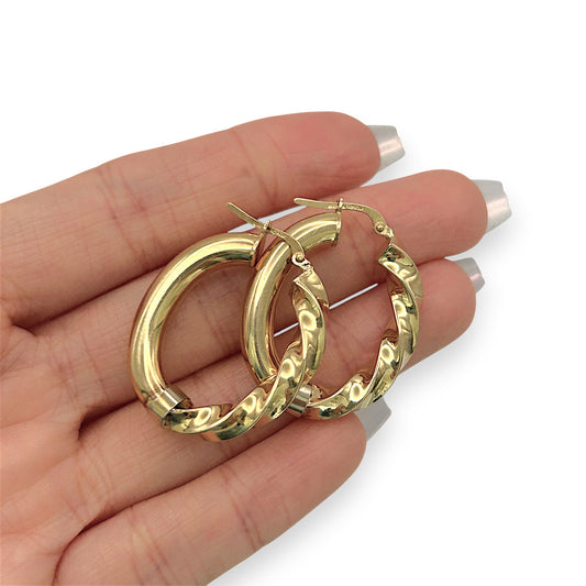 NZGD | 18ct Gold Élise Hollow Sculpt Hoop Earrings 32.6mm
