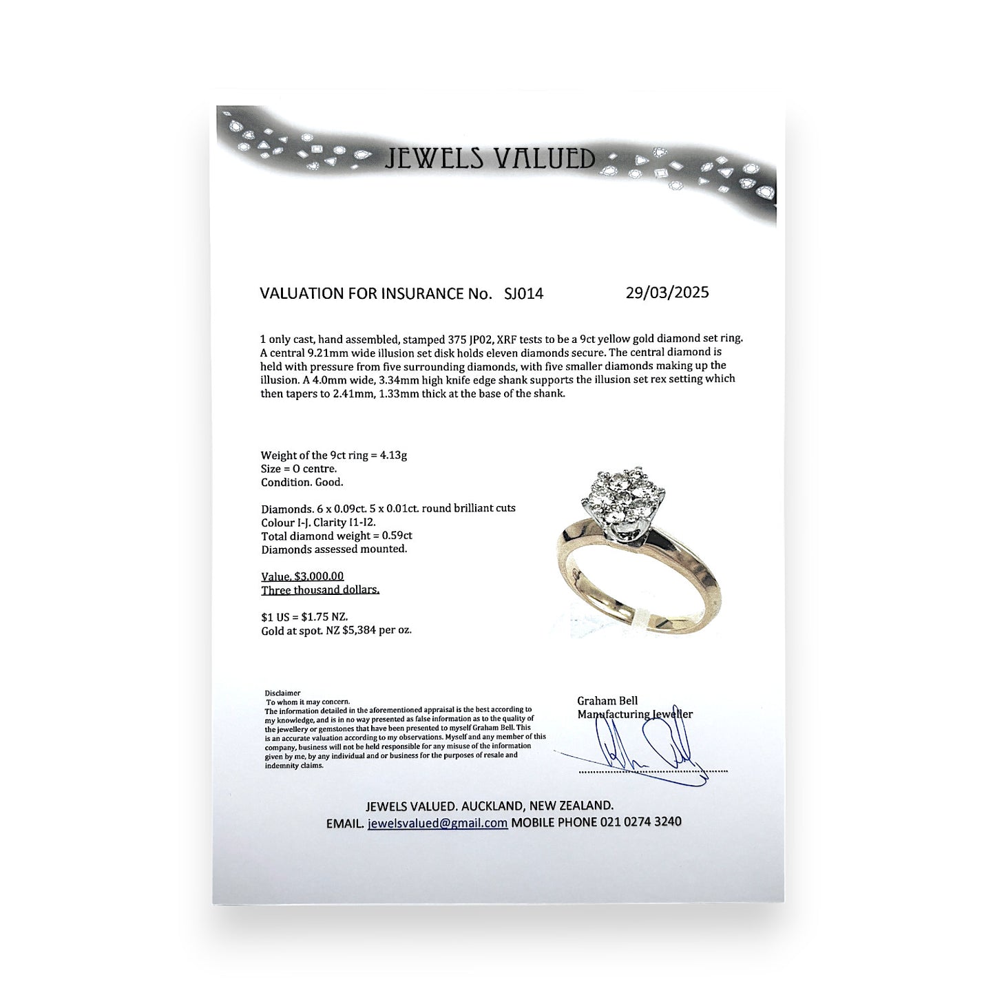 GOLD DEAL | FLASH SALE 9ct Gold Illusion Set Diamond Ring Size O Valuation $3,000
