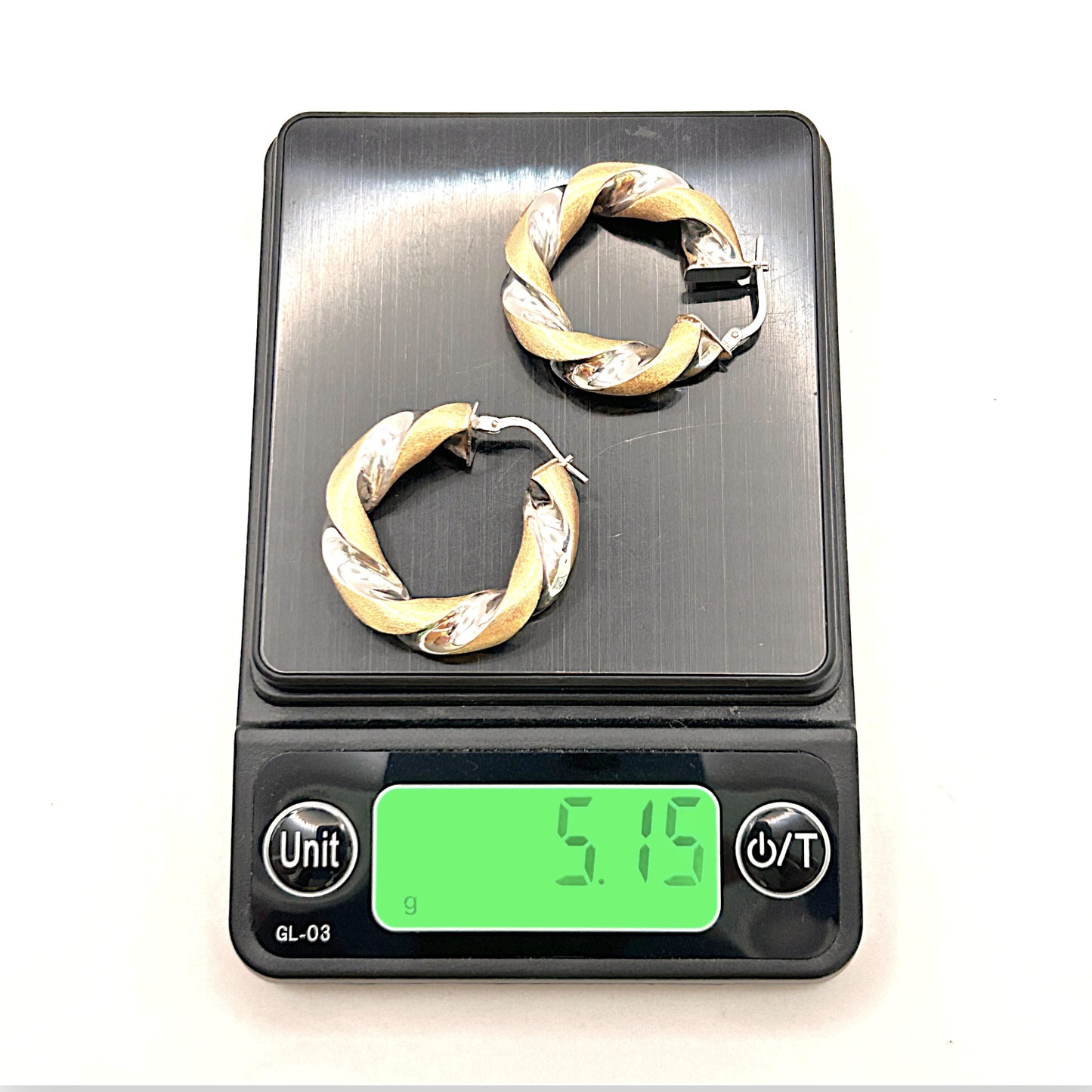 NZGD | 18ct Gold Earrings UNOAERRE Two‑Tone Bold Spiral Hoops 27.1mm