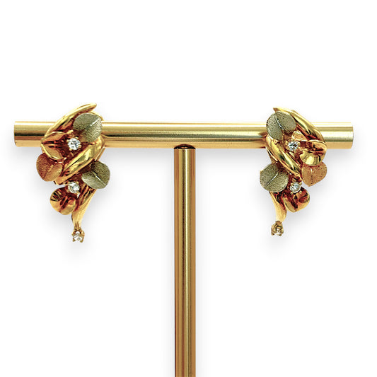 NZGD | 18ct Y/W Gold Auric Bloom Vintage Clips Earrings