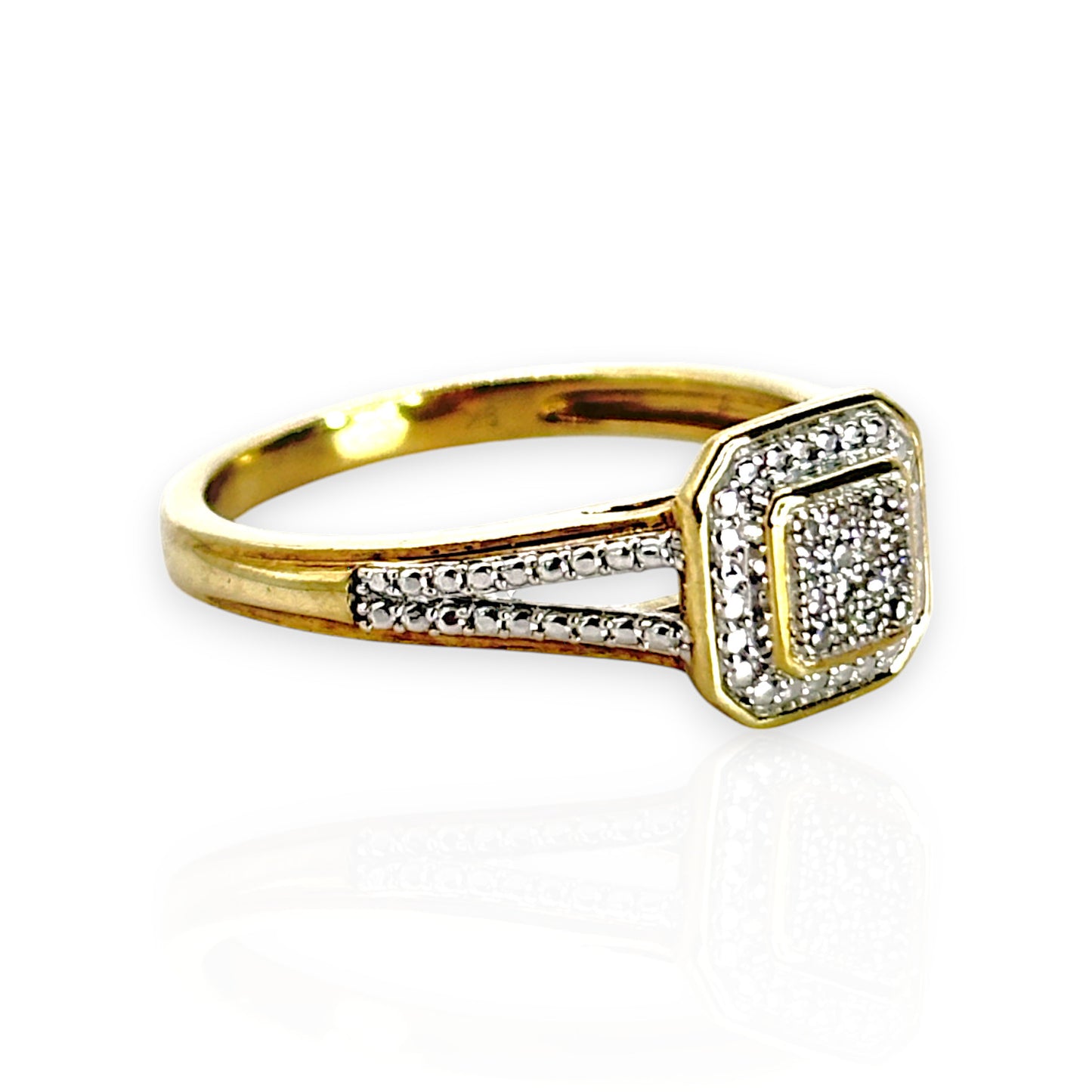 GOLD DEAL | 9ct Gold Double Tier Diamond Ring. Valuation $1,650