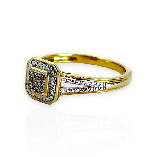 GOLD DEAL | 9ct Gold Double Tier Diamond Ring. Valuation $1,650