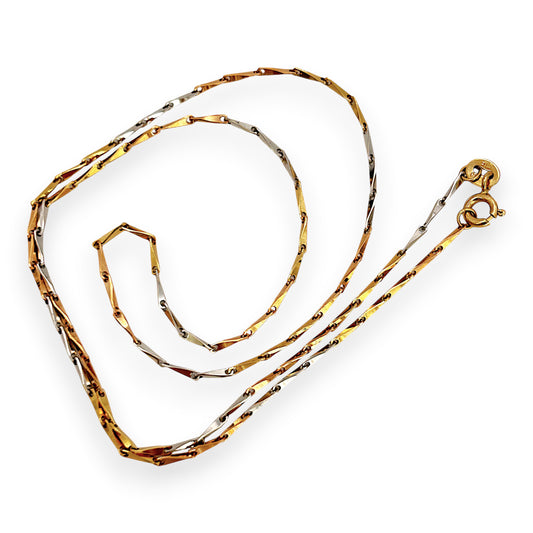 NZGD | 18ct Y/W Gold Auric Dual Glow Needle Link Chain 44cm