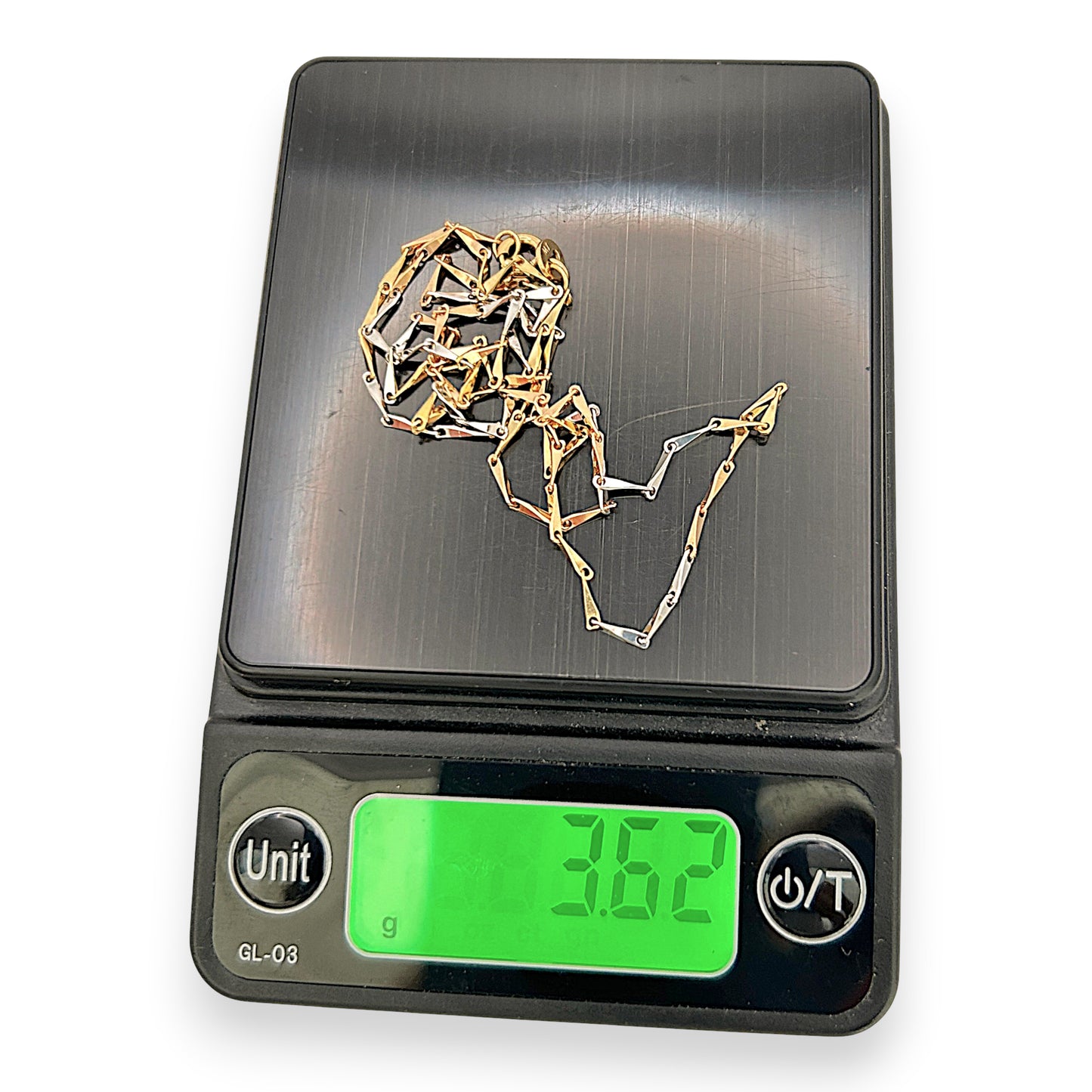 NZGD | 18ct Y/W Gold Auric Dual Glow Needle Link Chain 44cm