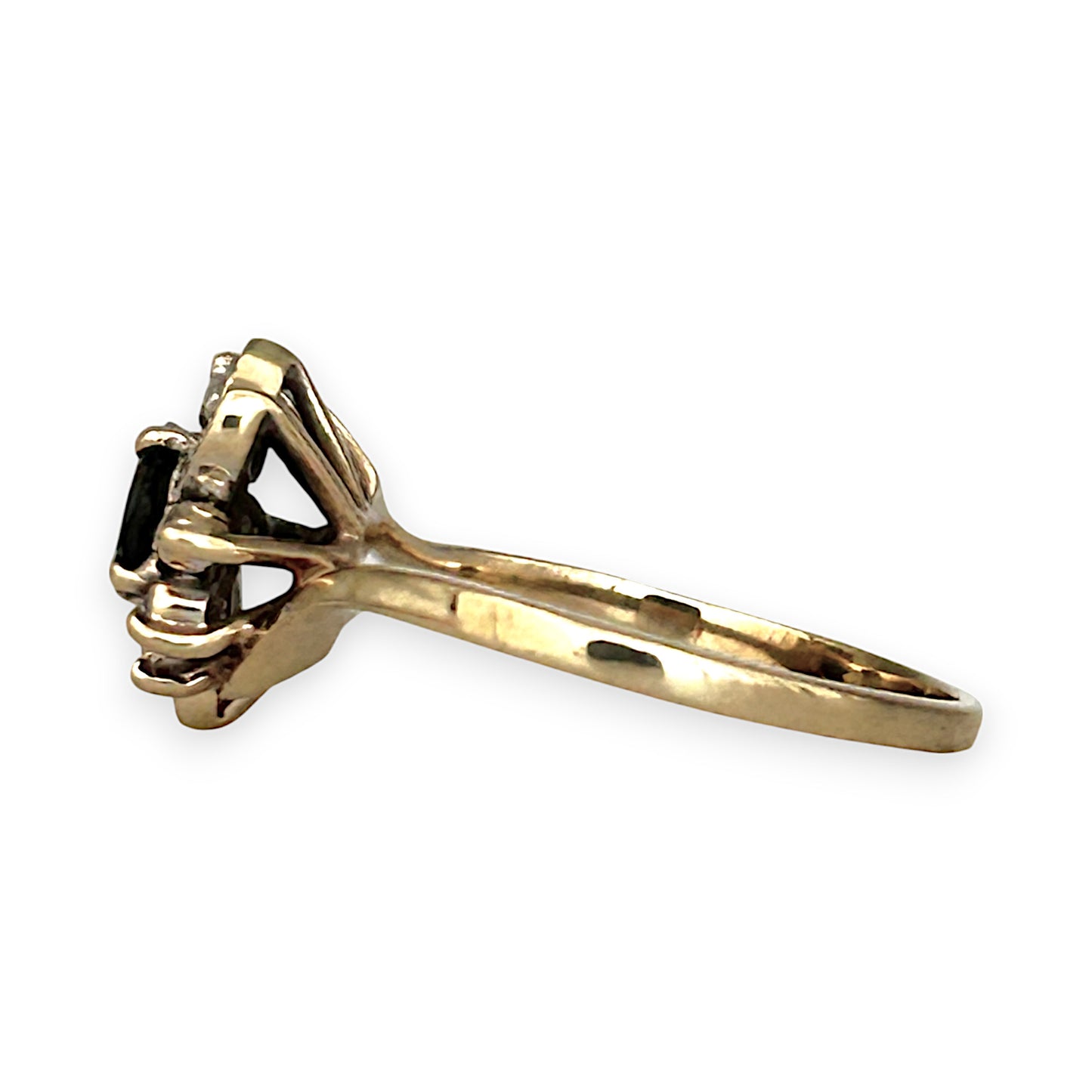 GOLD DEAL | 9K Gold Sapphire & Diamond 7 Stone Ring Size M1/2