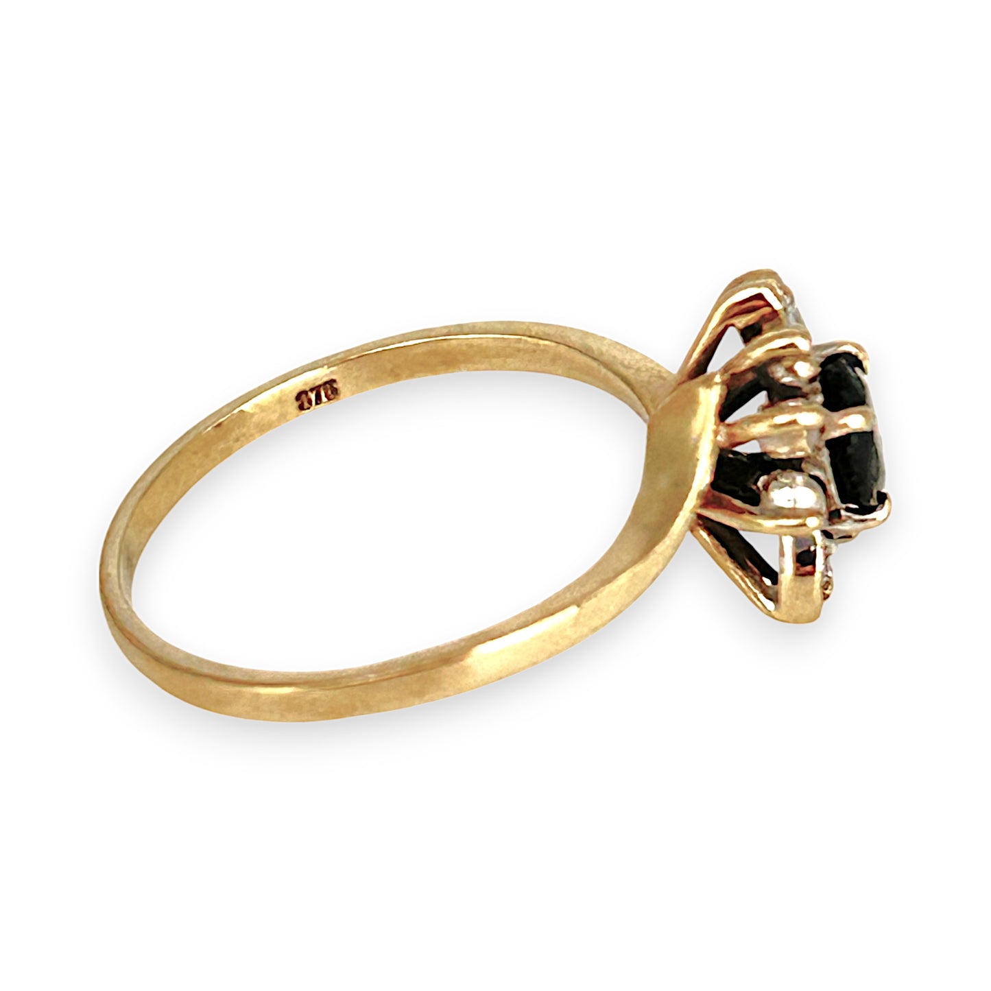 GOLD DEAL | 9K Gold Sapphire & Diamond 7 Stone Ring Size M1/2