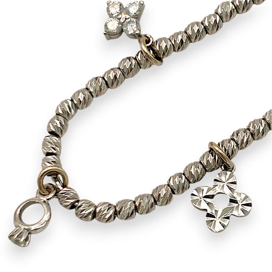 NZGD | 18ct White Gold Celestial Six‑Charm Bracelet 16 - 18.5cm