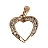9ct Gold Heart Solid Pendant with Diamonds. R # 287