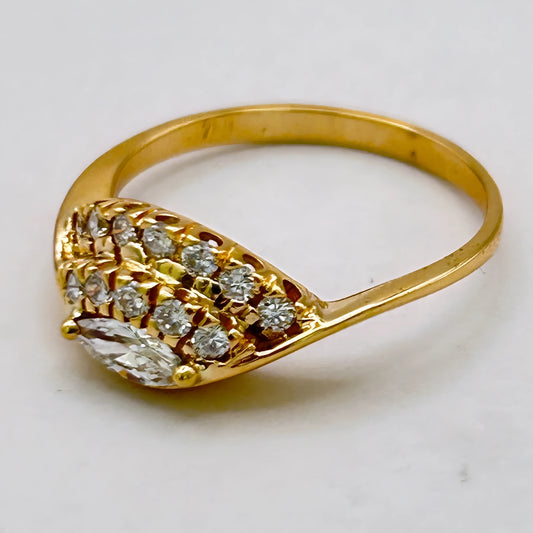 NZGD | 18ct Gold Radiant Marquise Cluster Ring Valuation $4,700