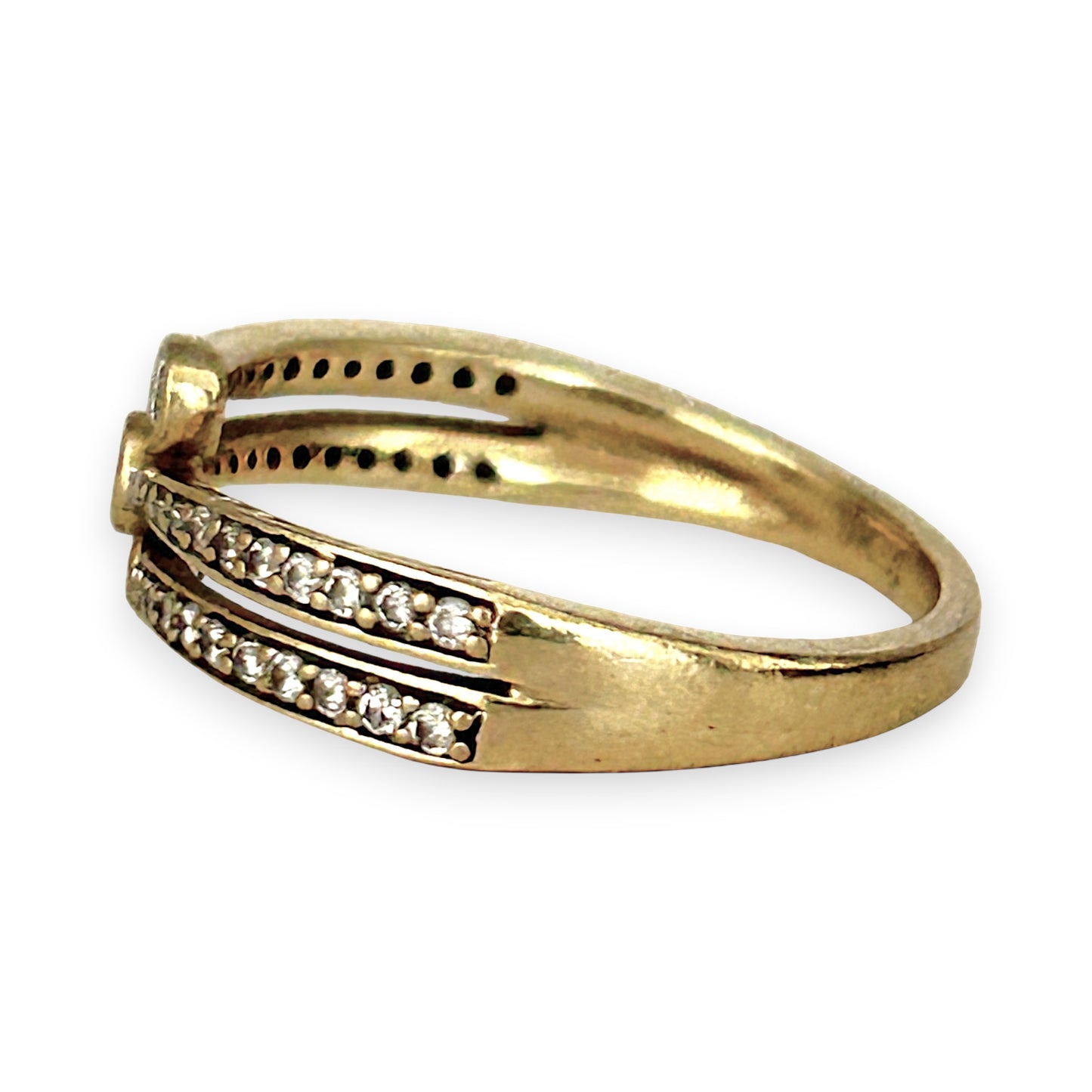 GOLD DEAL | FLASH SALE 9ct (9K) Gold Radiant Trio Diamond Ring Size O