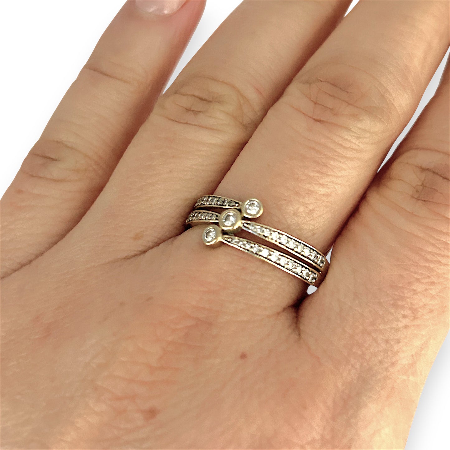 GOLD DEAL | FLASH SALE 9ct (9K) Gold Radiant Trio Diamond Ring Size O