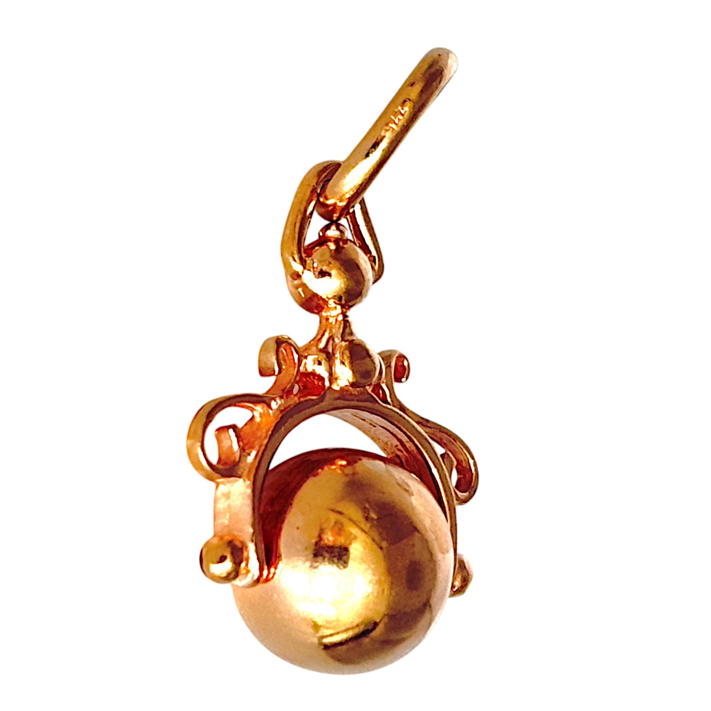 GOLD DEAL | 9ct Vintage Rose Gold Euro 12mm Spinning Ball Pendant