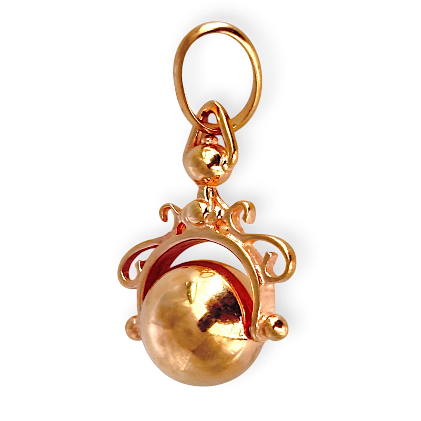 GOLD DEAL | 9ct Vintage Rose Gold Euro 12mm Spinning Ball Pendant