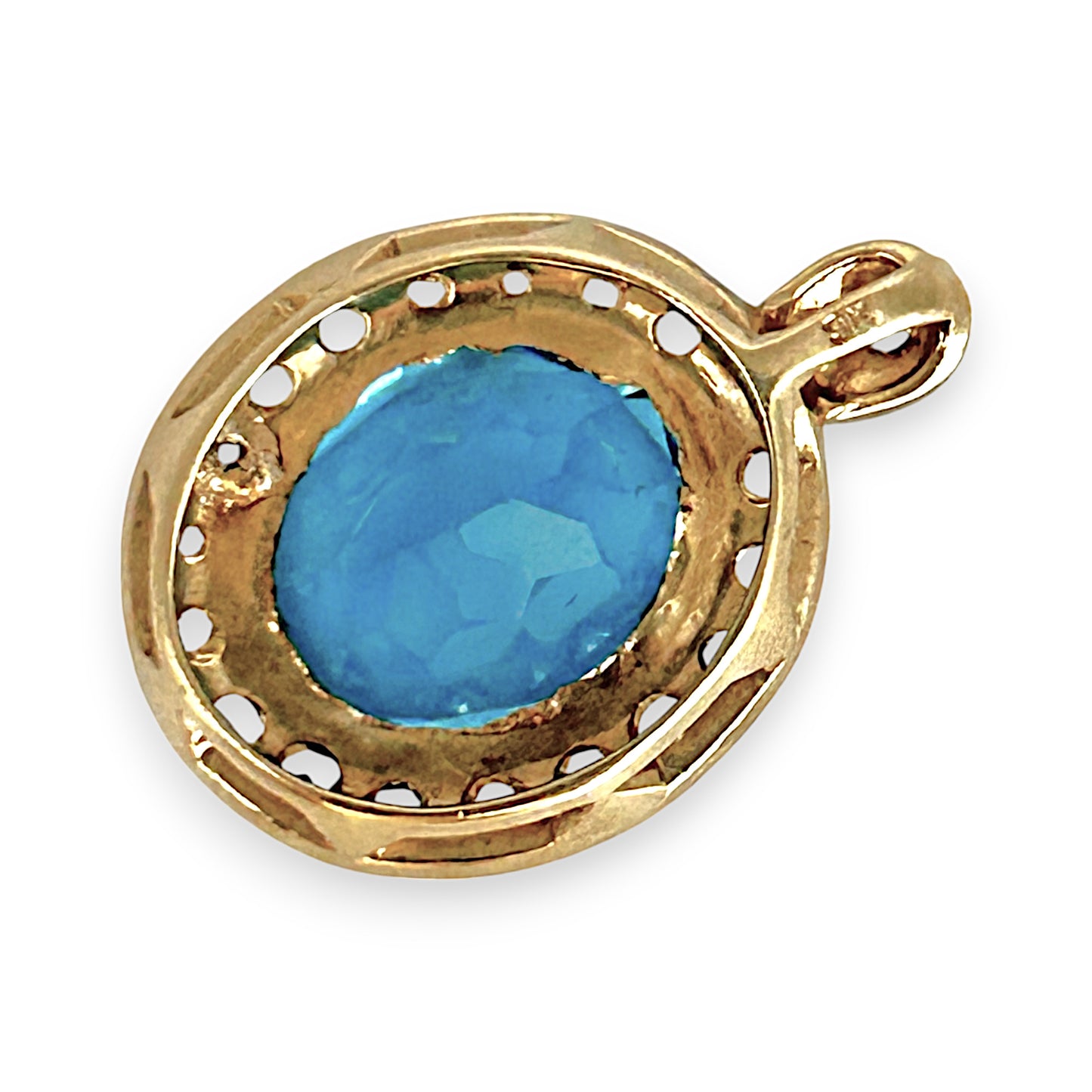 GOLD DEAL | 9K Gold Aqua Oval of Tranquility Pendant