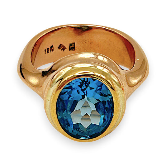 GOLD DEAL | 18kt & 9kt Y/R Gold Aurora Blue Sovereign Ring Valuation $5,700