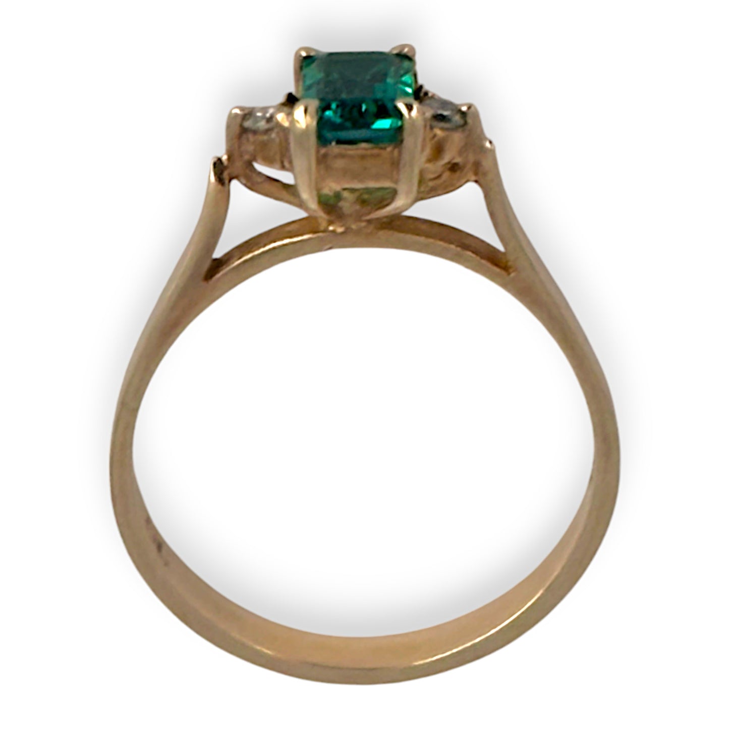 9ct Gold Emerald & Diamonds Ring, Size L. R # 293