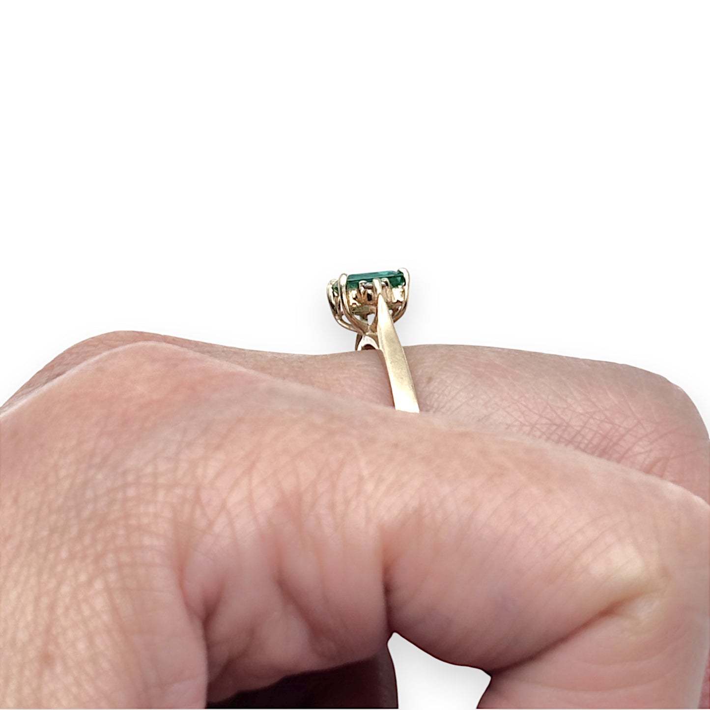 9ct Gold Emerald & Diamonds Ring, Size L. R # 293