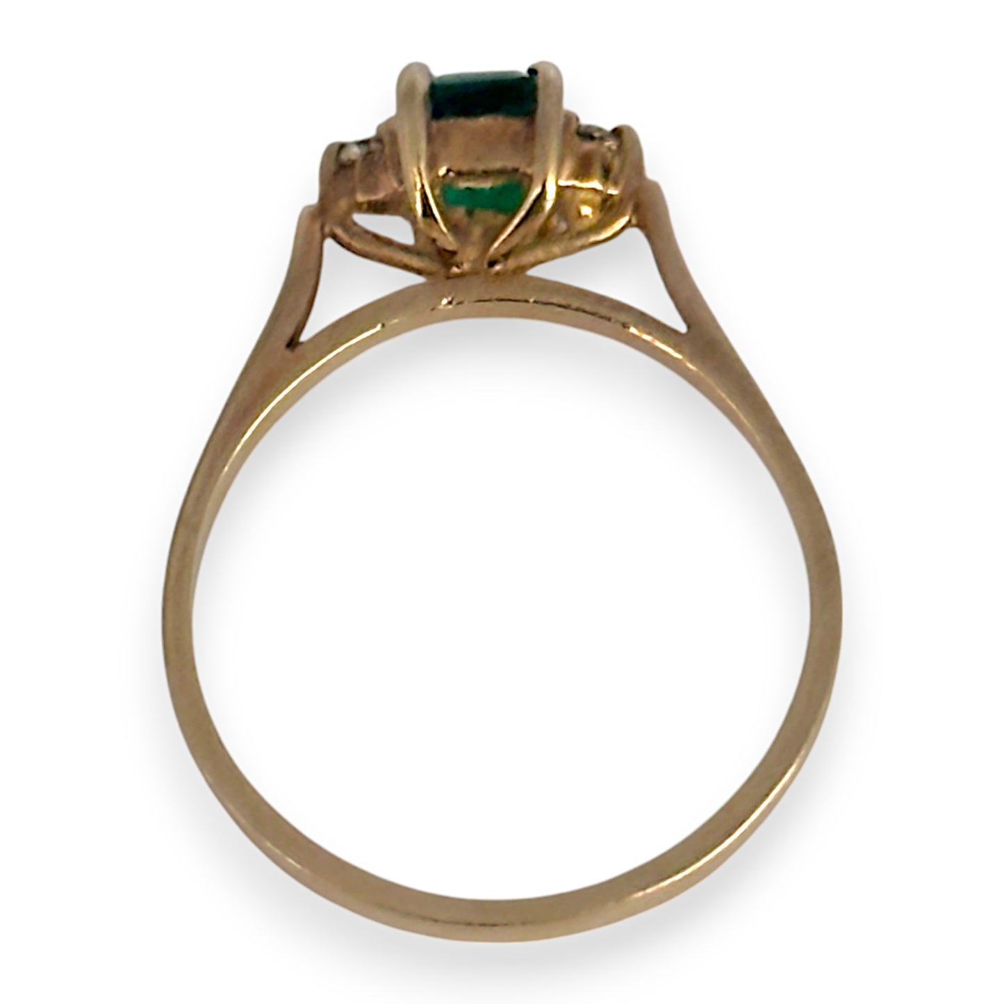 9ct Gold Emerald & Diamonds Ring, Size L. R # 293