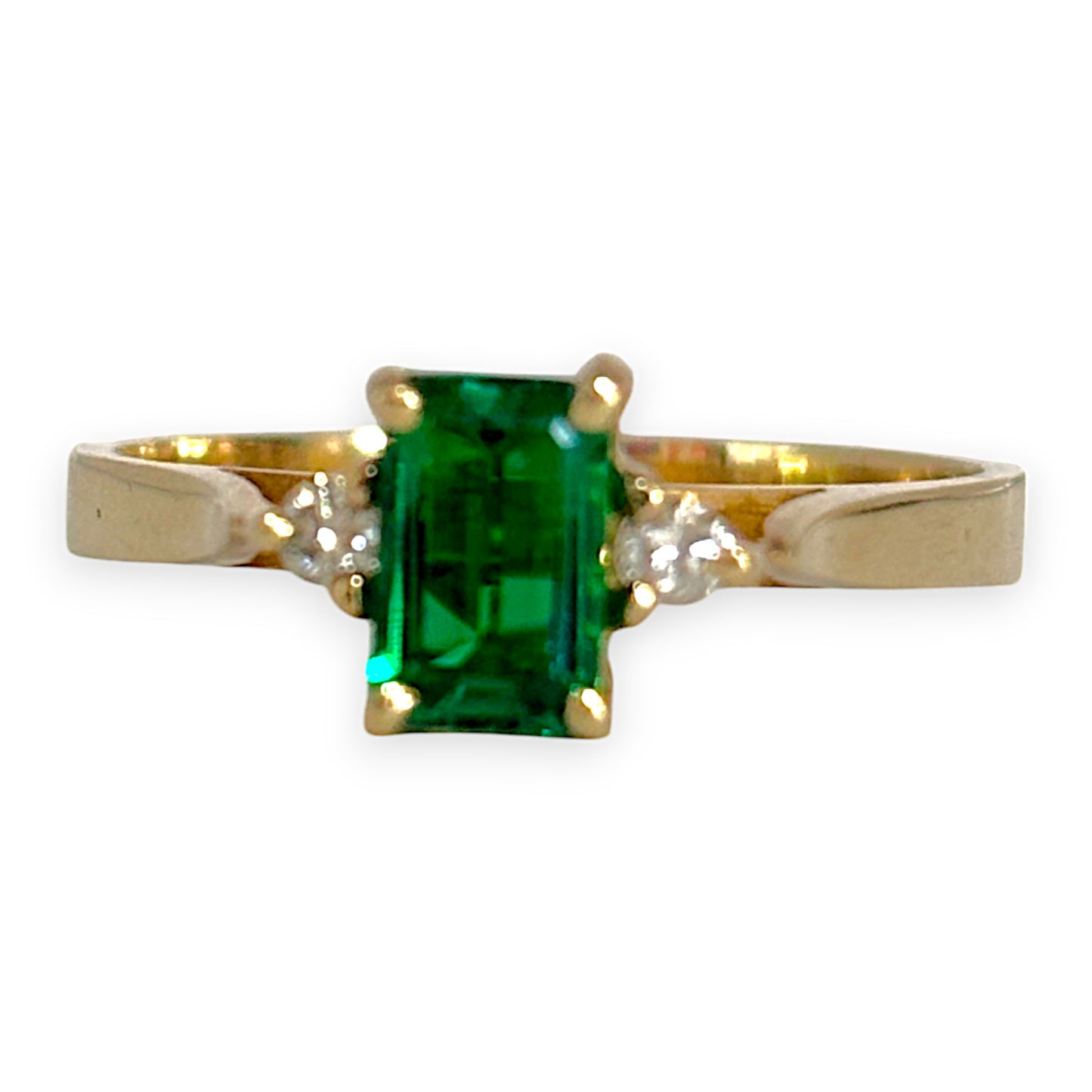 9ct Gold Emerald & Diamonds Ring, Size L. R # 293