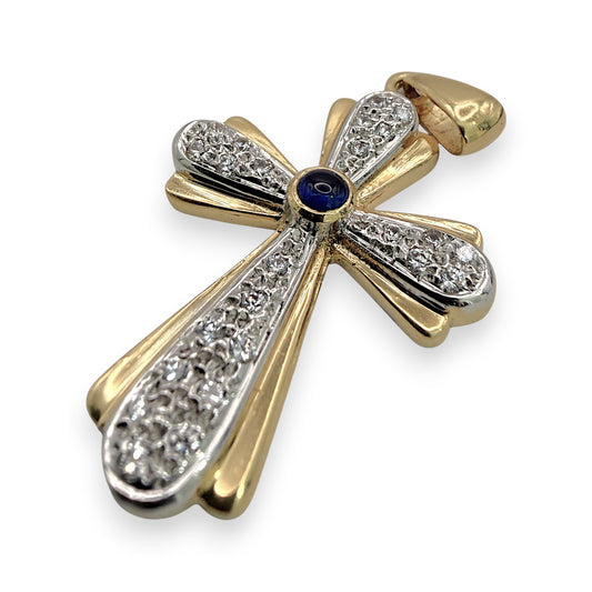 NZGD | 18kt Y/W Gold Eternal Spark Cross Pendant 37.2mm