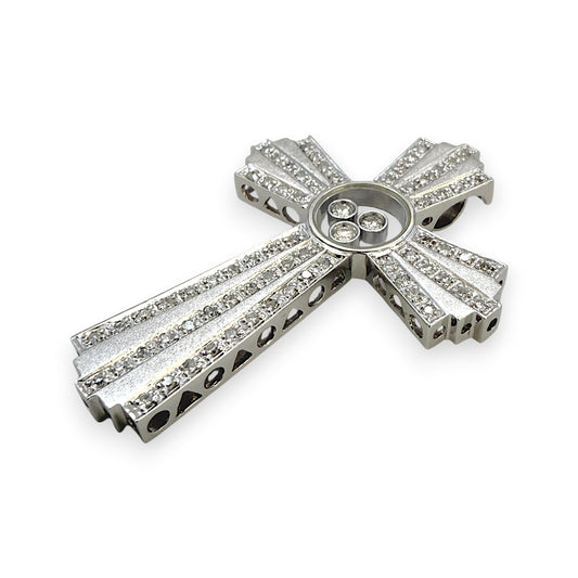 NZGD | 18ct White Gold Lumière Trinity Cross Pendant 39.3mm