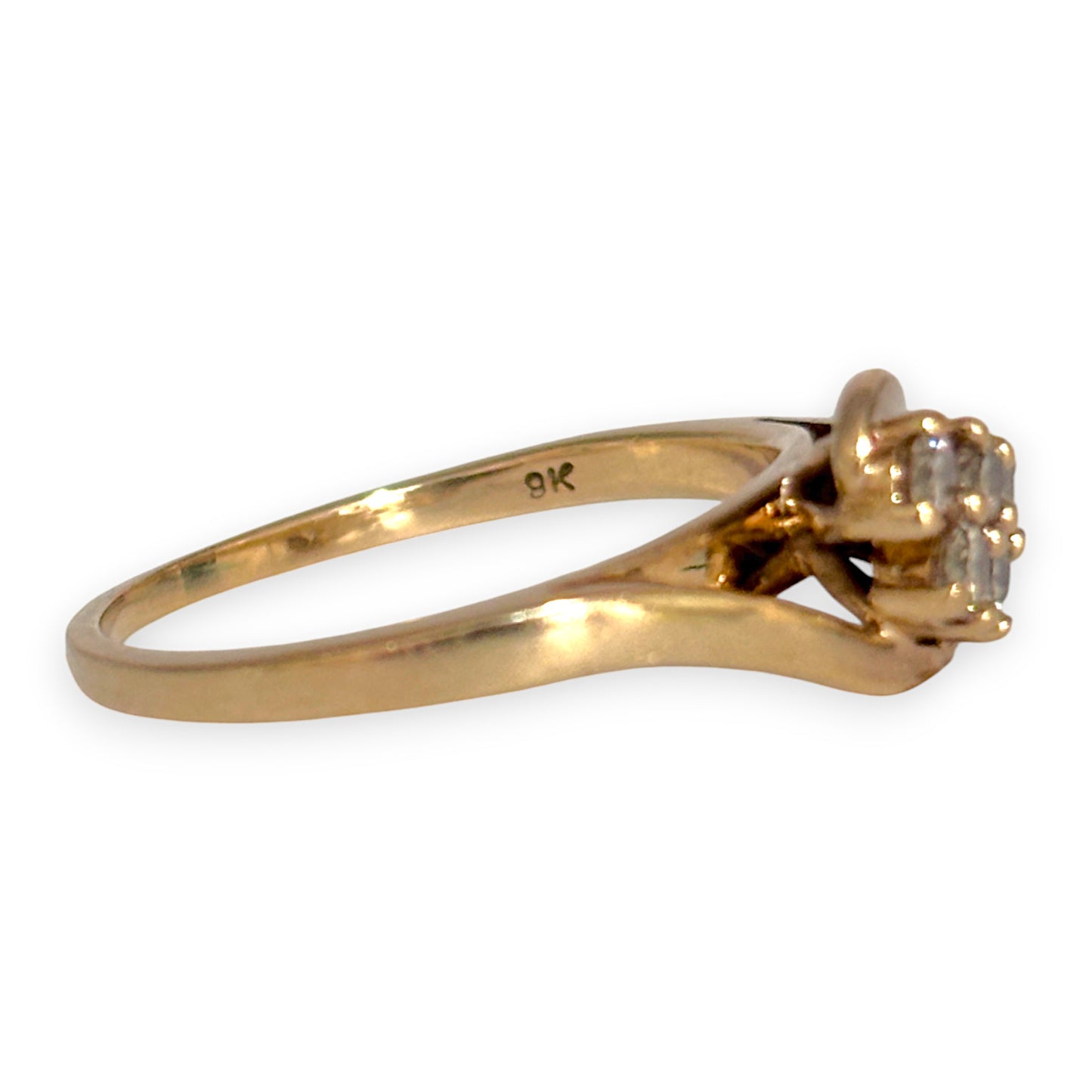 9ct Gold Dress Ring With Set of 5 Diamonds, Size N. R # 294