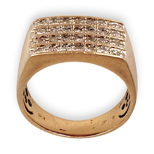 GOLD DEAL | 9ct Gold Hand Assembled Ring 28 Diamonds Valuation $8,600 Size V