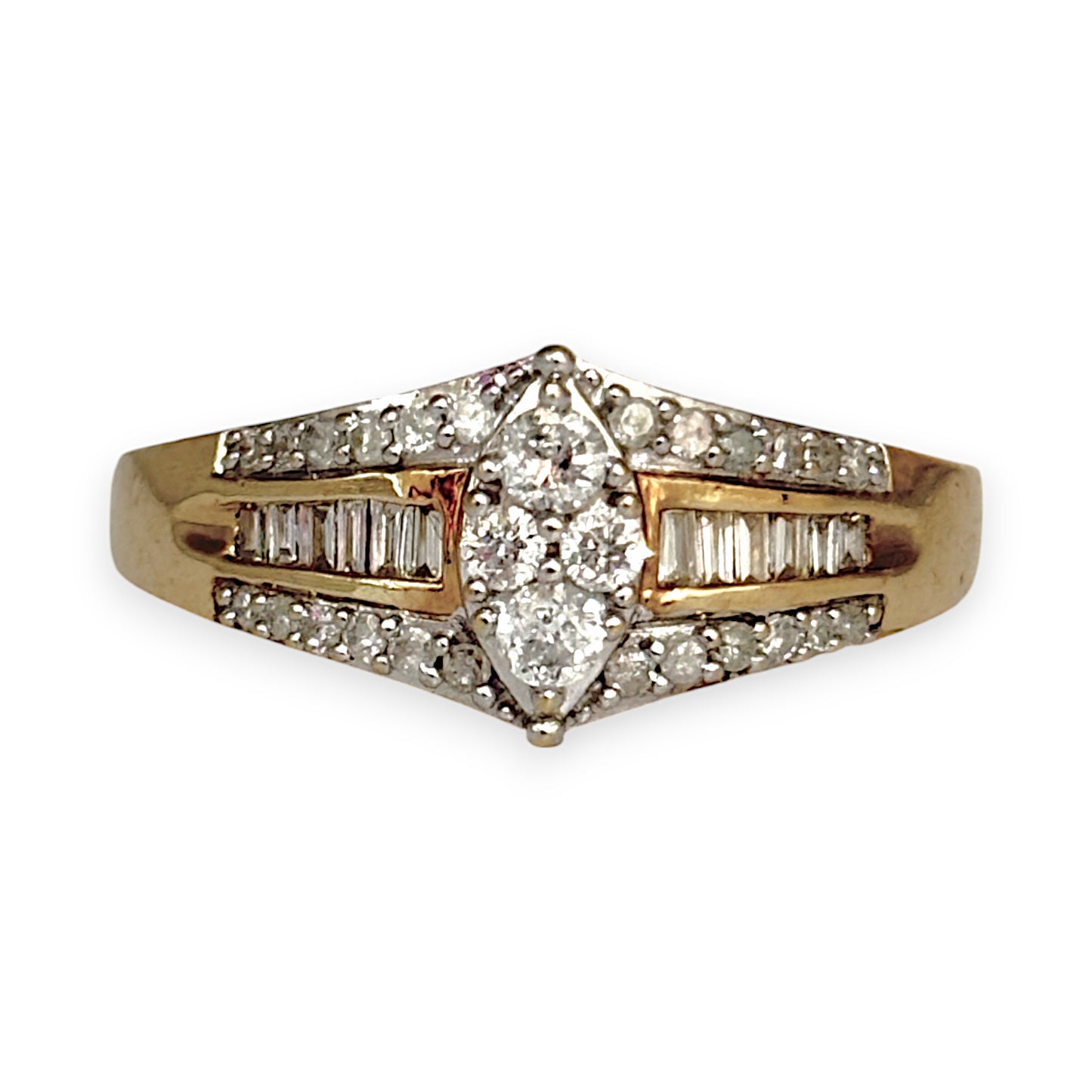 GOLD DEAL | 9ct Gold Marquise Diamond Ring Valuation $2,800 Size N. R # 297