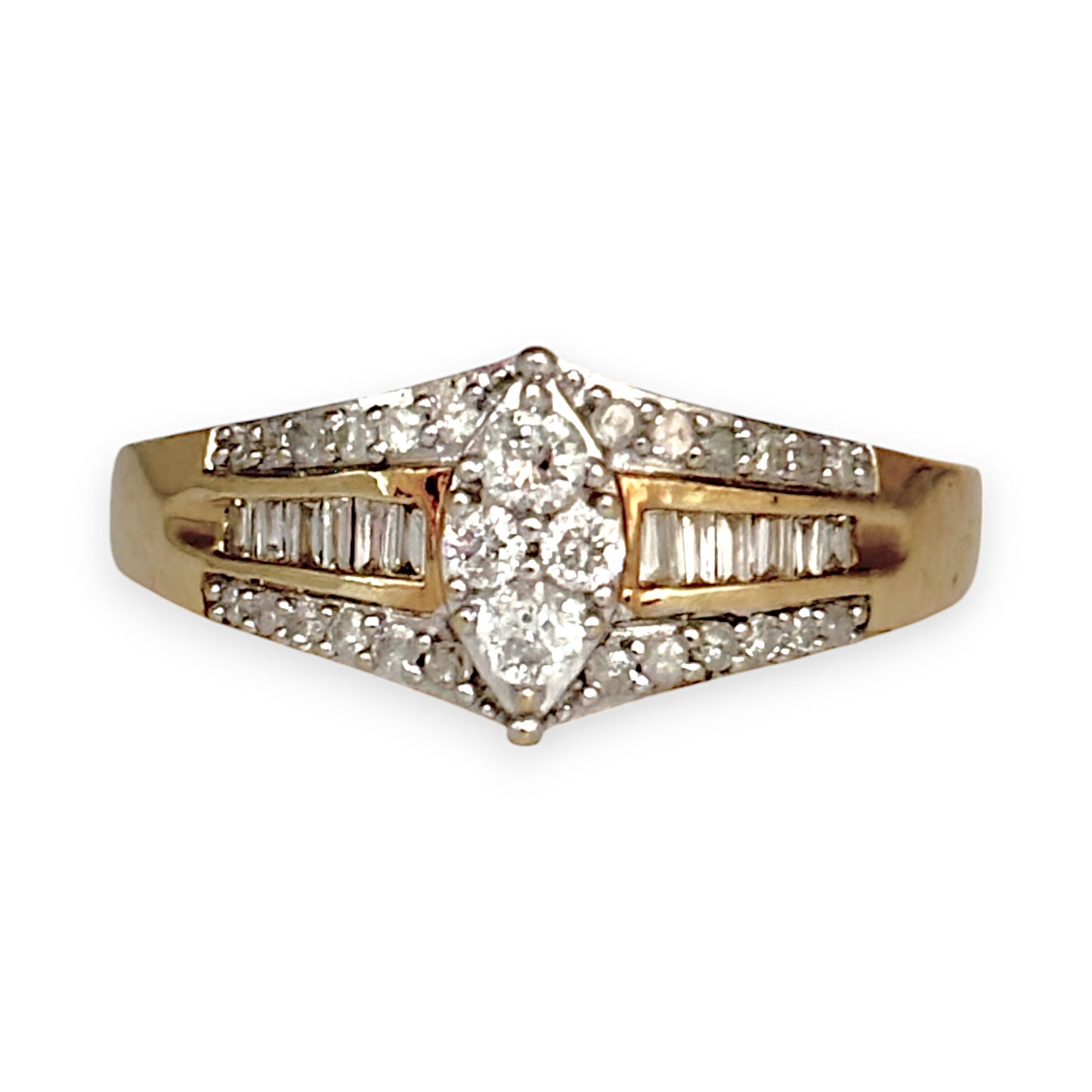 GOLD DEAL | 9ct Gold Marquise Diamond Ring Valuation $2,800 Size N. R # 297