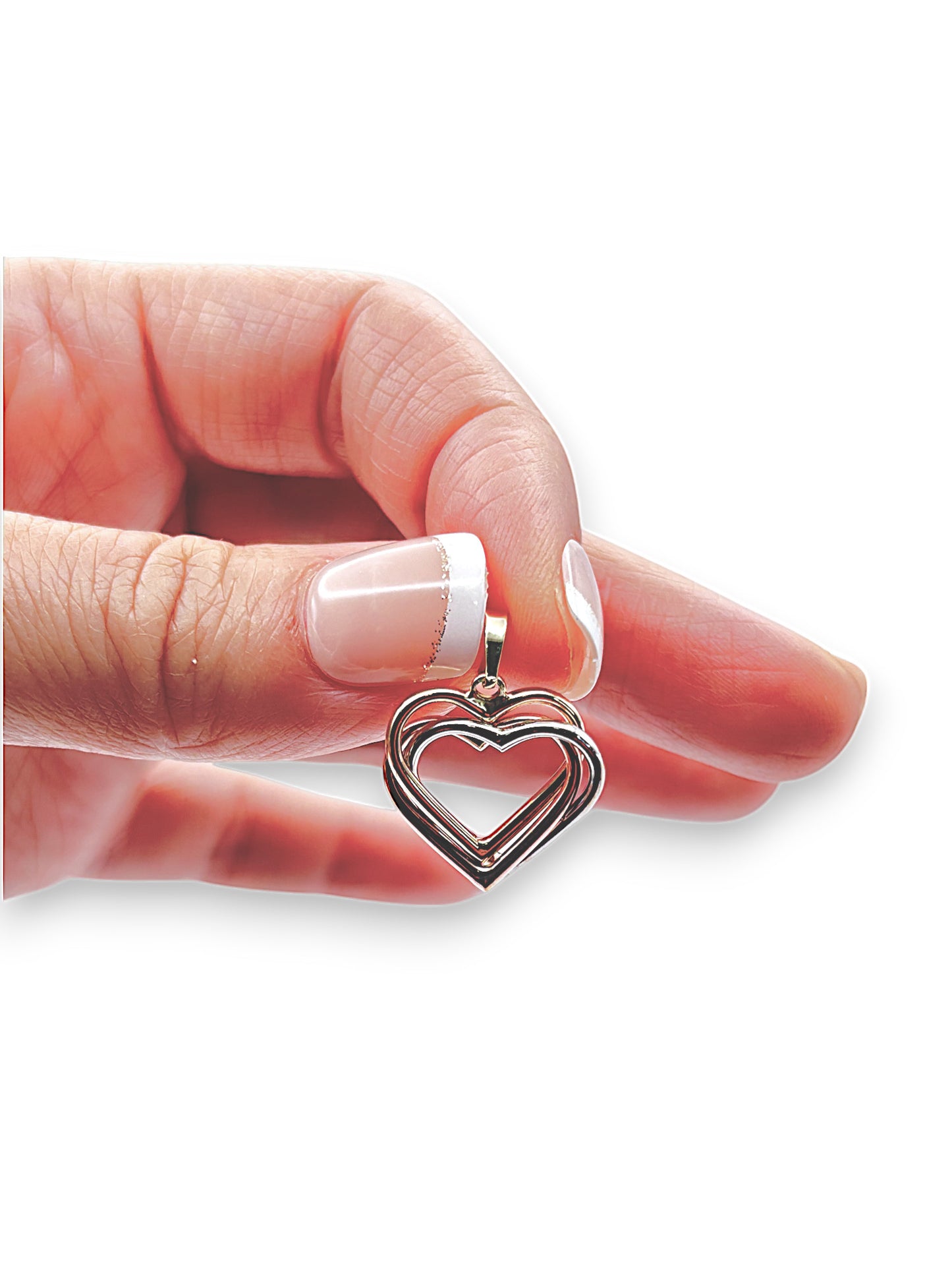 9ct Gold (Yellow, Rose & White) Lovely Heart Pendant. R # 298