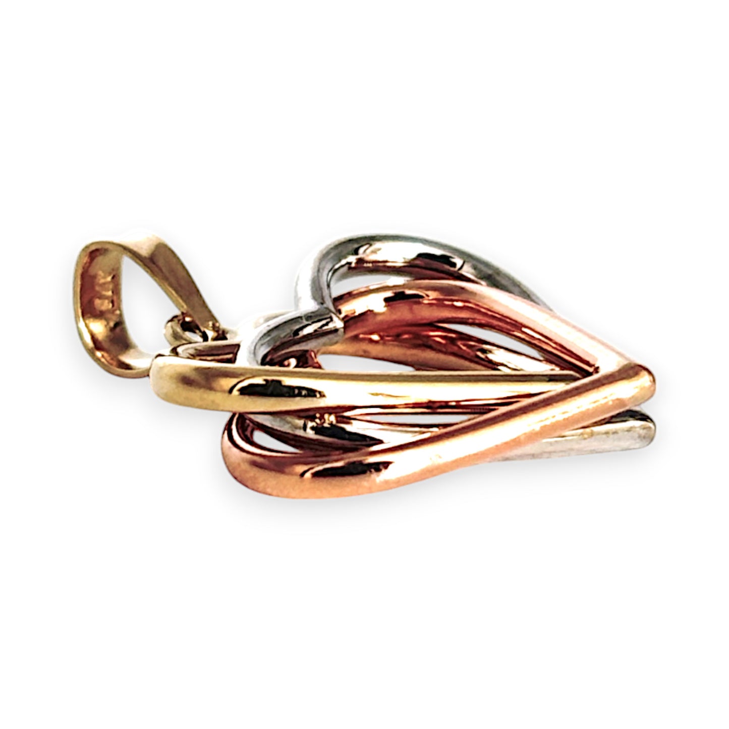 9ct Gold (Yellow, Rose & White) Lovely Heart Pendant. R # 298