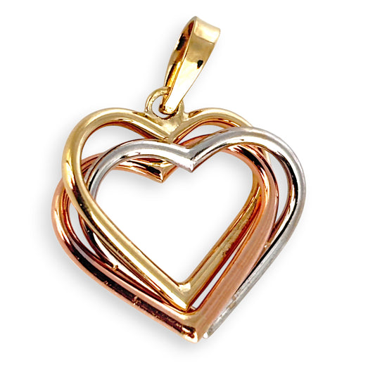 9ct Gold (Yellow, Rose & White) Lovely Heart Pendant. R # 298