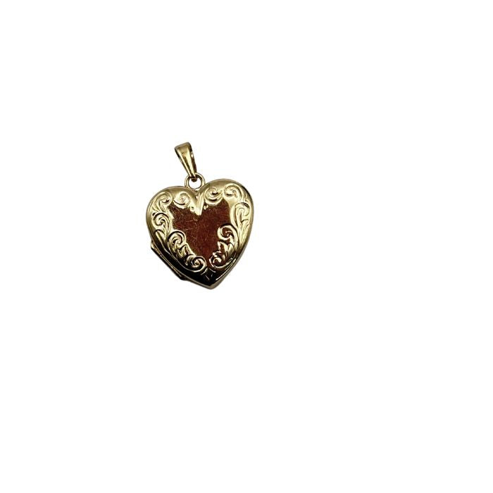 9ct Gold Engraved Heart Locket Pendant