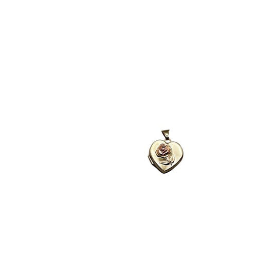 9ct Yellow Gold Rose Engraved Heart Locket Pendant